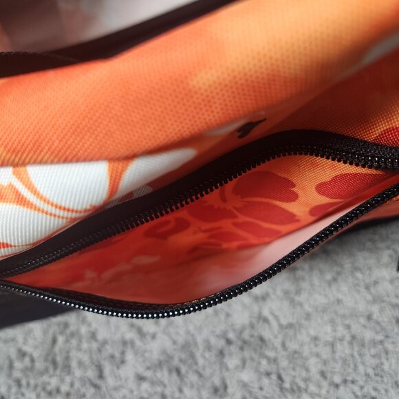 LL Bean XL Rolling Duffle Bag Orange Hibiscus Floral No Shoulder Strap - Picture 7 of 10